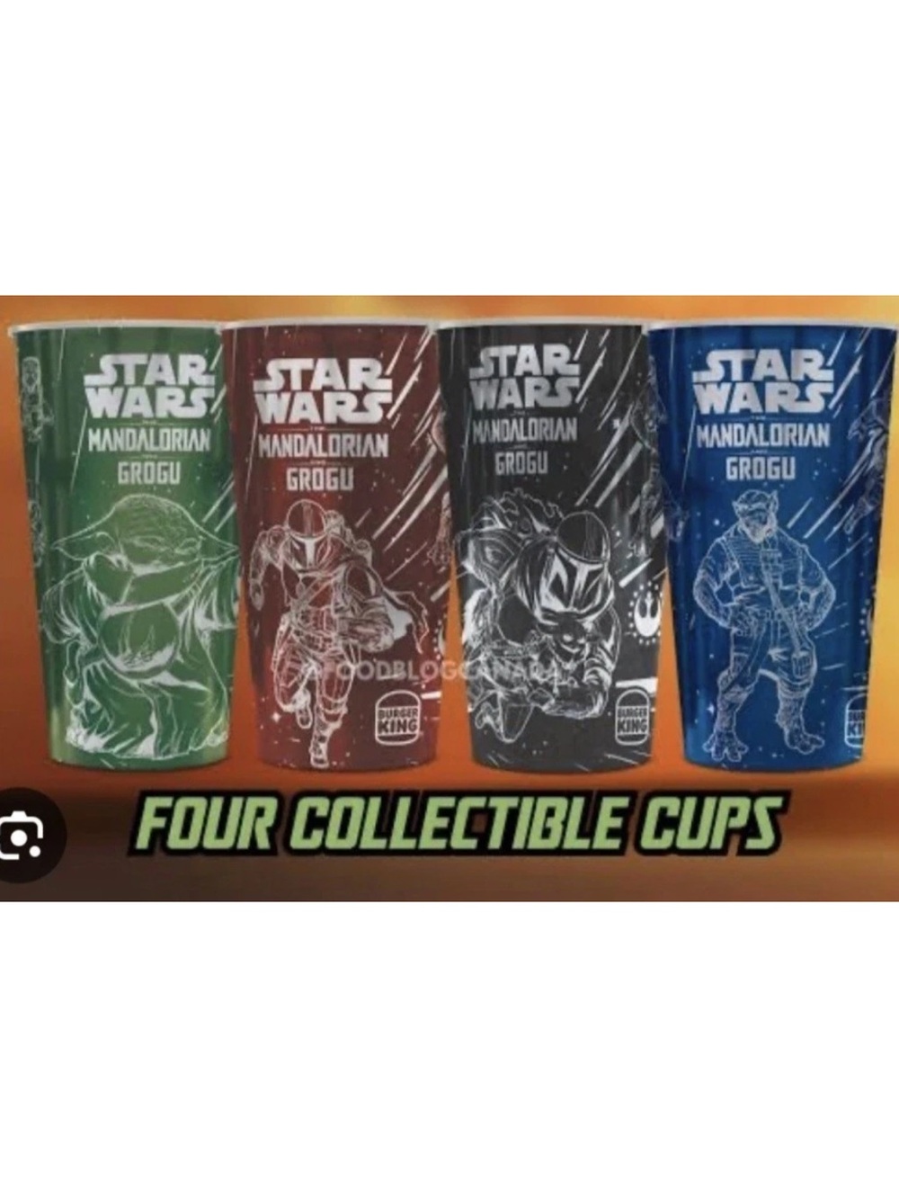 Set of 4 : Star Wars x Burger King The Mandalorian and Grogu cups 2026